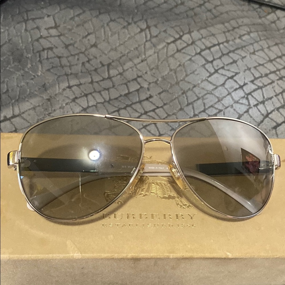 Burberry silver-Toned Aviator Sunglasses